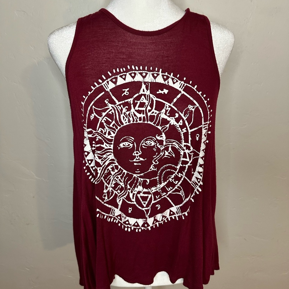 Sun & Moon Horoscope Graphic Rue21 Burgundy Tank Top